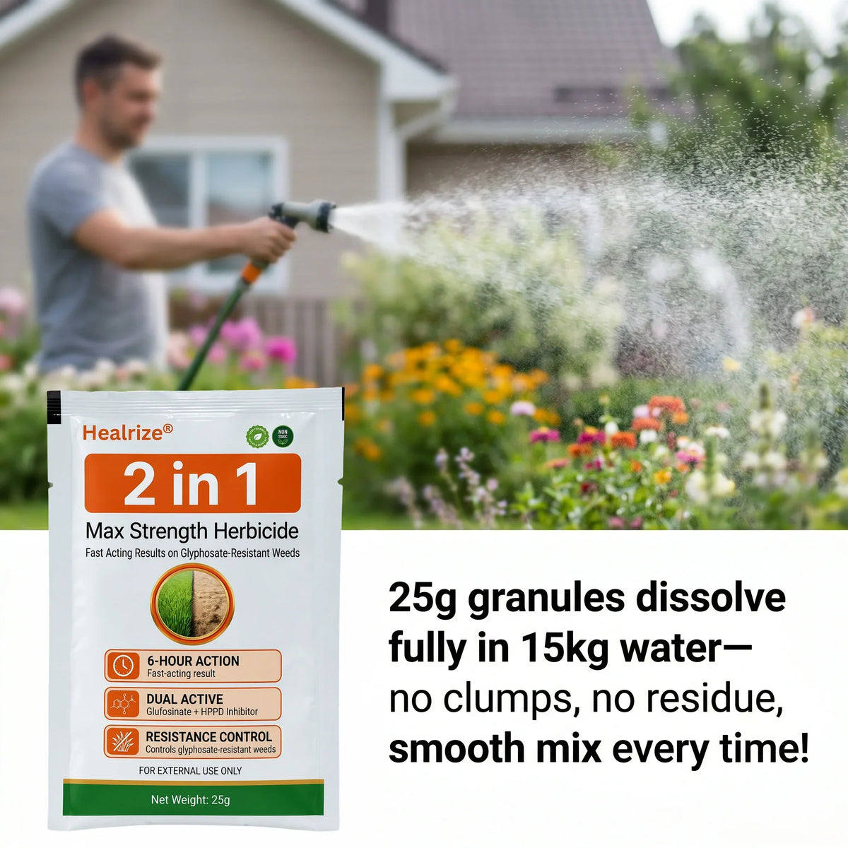 Healrize® 2-𝖎𝖓-1 Max Strength Herbicide: Fast Acting Results on Glyphosate-Resistant Weeds（UK）