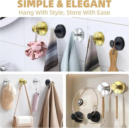 ✨MCOIKY®Heavy Duty Vacuum Suction Cup Hooks | No-Drill Waterproof 304 Stainless Steel Towel Hooks for Bathroom, Shower Glass, Kitchen & Wreaths