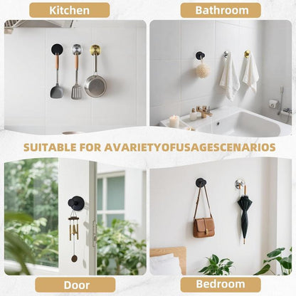 ✨MCOIKY®Heavy Duty Vacuum Suction Cup Hooks | No-Drill Waterproof 304 Stainless Steel Towel Hooks for Bathroom, Shower Glass, Kitchen & Wreaths