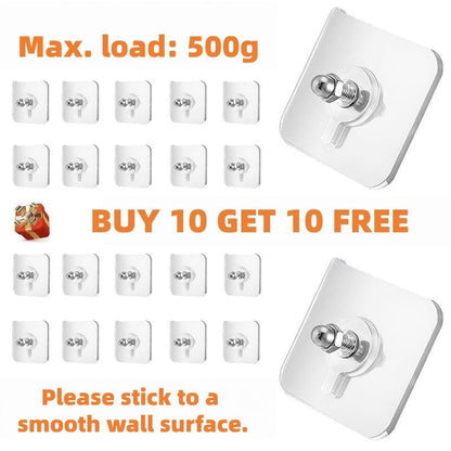 🛠️🔥MCOIKY®Damage-Free Self-Adhesive Picture Hooks 20 Pcs(Buy 10 Get 10 Free) | Heavy-Duty, No-Drill Waterproof Wall Hangers for Home Organization & Decor