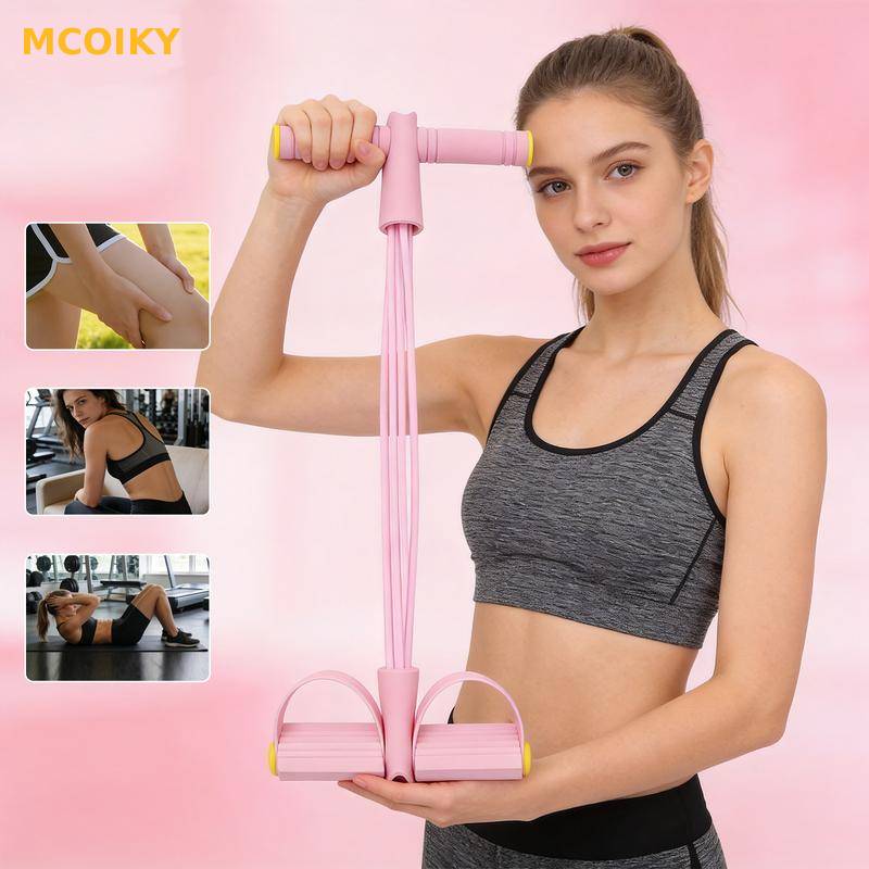 💪MCOIKY®6-Tube Strong Support Pedal Resistance Band – Multifunctional Elastic Pull Rope for Home Gym, Full-Body Workout & Abdominal Training