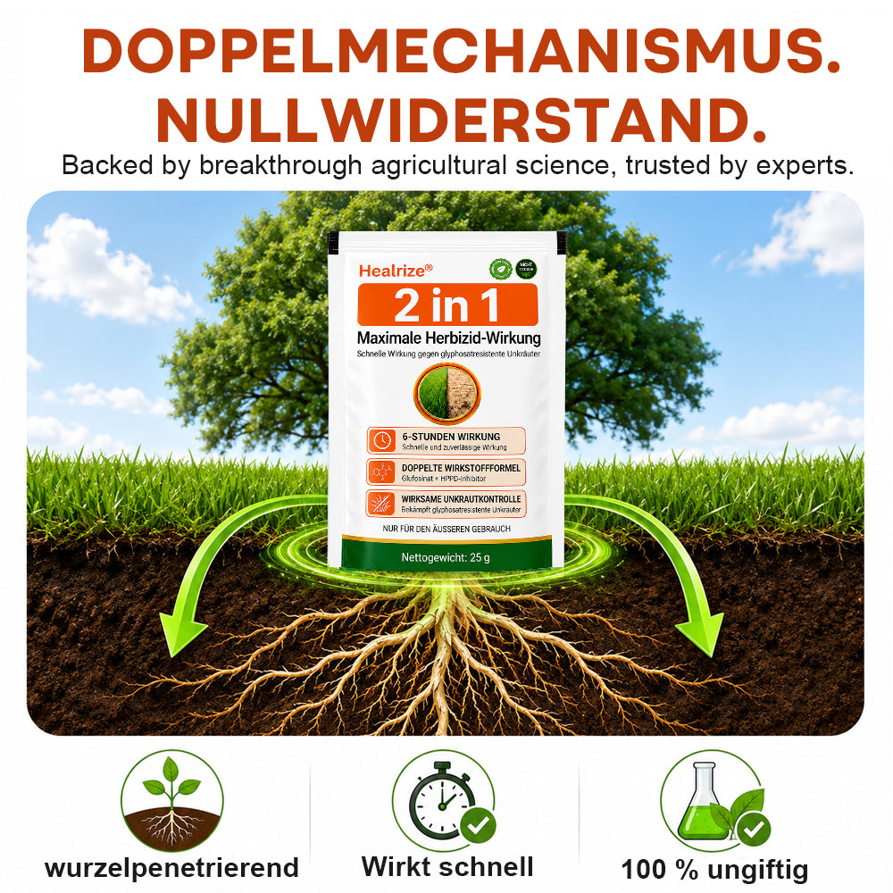 Healrize® 🍂2-𝖎𝖓-1 Maximale Herbizid-Wirkunge: Schnell wirkende Ergebnisse bei glyphosatresistenten Unkräutern