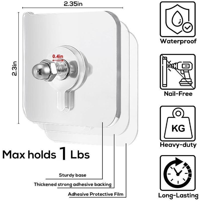 🛠️🔥MCOIKY®Damage-Free Self-Adhesive Picture Hooks 20 Pcs(Buy 10 Get 10 Free) | Heavy-Duty, No-Drill Waterproof Wall Hangers for Home Organization & Decor