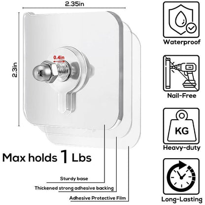 🛠️🔥MCOIKY®Damage-Free Self-Adhesive Picture Hooks 20 Pcs(Buy 10 Get 10 Free) | Heavy-Duty, No-Drill Waterproof Wall Hangers for Home Organization & Decor