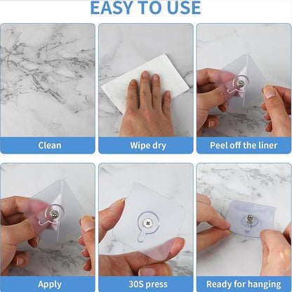 🛠️🔥MCOIKY®Damage-Free Self-Adhesive Picture Hooks 20 Pcs(Buy 10 Get 10 Free) | Heavy-Duty, No-Drill Waterproof Wall Hangers for Home Organization & Decor
