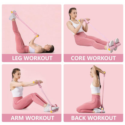 💪MCOIKY®6-Tube Strong Support Pedal Resistance Band – Multifunctional Elastic Pull Rope for Home Gym, Full-Body Workout & Abdominal Training
