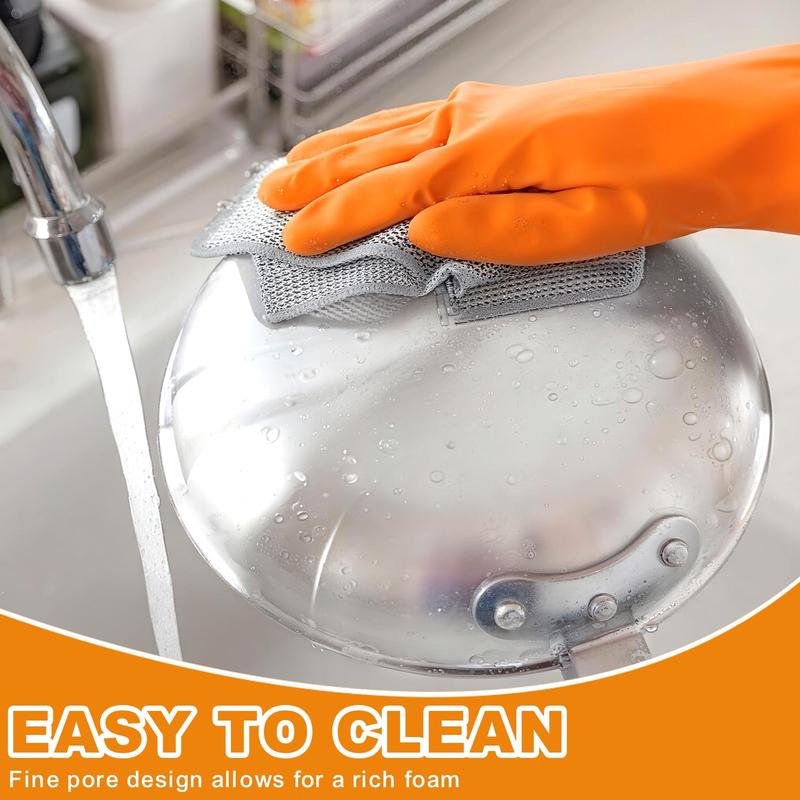 ✨🔥MCOIKY®Multipurpose Double-Layer Silver Dishcloth Set (5-Pack) | Heavy Duty Non-Scratch Scrubbing Cloths for Kitchen, Sinks & Pans, Eco-Friendly Reusable Cleaning Kit
