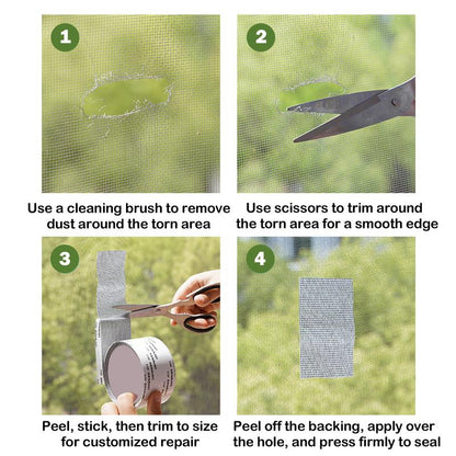 🔥Best Seller🔥MCOIKY®Anti-Bug Window Screen Repair Tape, Strong Adhesive Fiberglass Mesh Strip, Durable Patch to Keep Mosquitoes Out (2inch x 157.5inch)