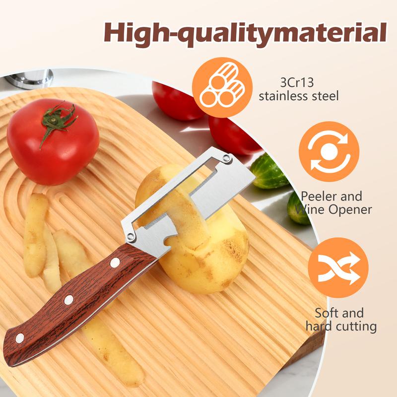 🔥MCOIKY®Effortless Premium 2-in-1 Fruit & Veggie Peeler with Bottle Opener - Ultra-Sharp Stainless Steel & Ergonomic Non-Slip Grip