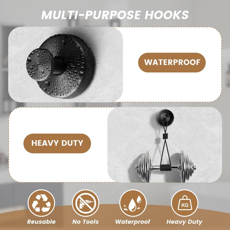 ✨MCOIKY®Heavy Duty Vacuum Suction Cup Hooks | No-Drill Waterproof 304 Stainless Steel Towel Hooks for Bathroom, Shower Glass, Kitchen & Wreaths