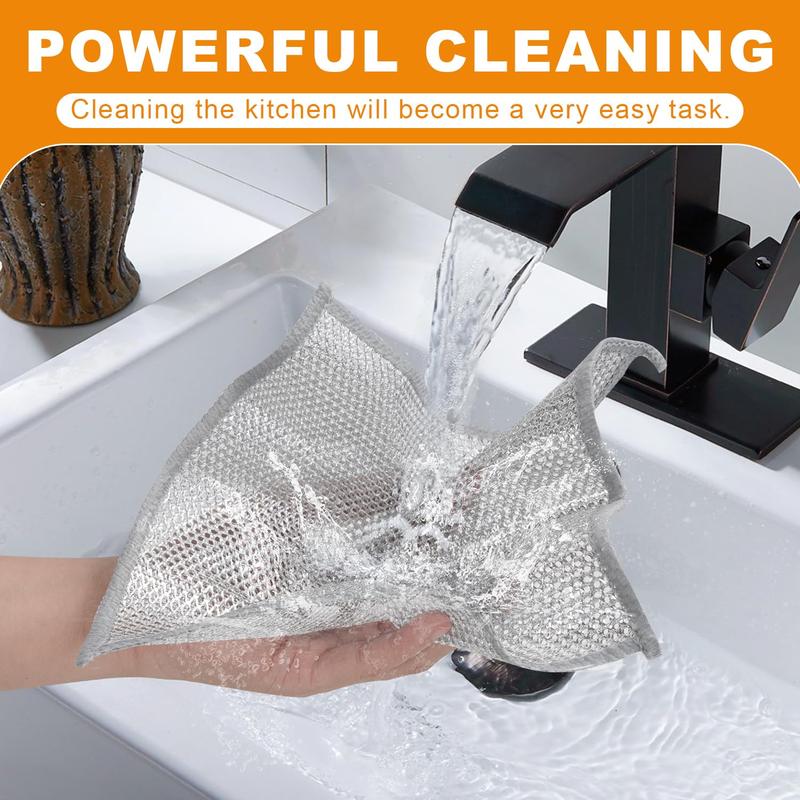 ✨🔥MCOIKY®Multipurpose Double-Layer Silver Dishcloth Set (5-Pack) | Heavy Duty Non-Scratch Scrubbing Cloths for Kitchen, Sinks & Pans, Eco-Friendly Reusable Cleaning Kit