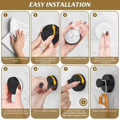 ✨MCOIKY®Heavy Duty Vacuum Suction Cup Hooks | No-Drill Waterproof 304 Stainless Steel Towel Hooks for Bathroom, Shower Glass, Kitchen & Wreaths