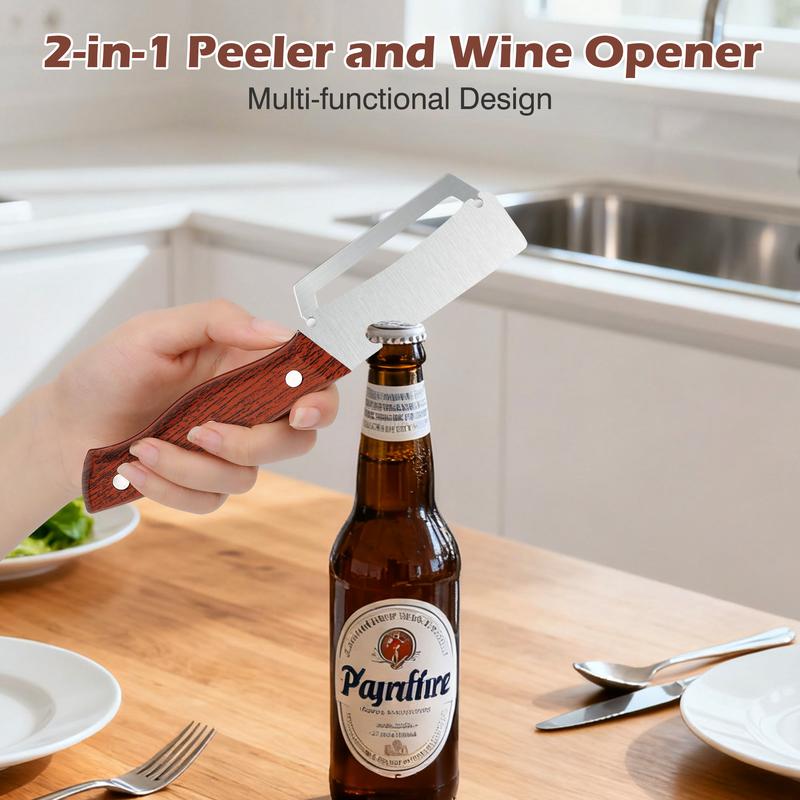 🔥MCOIKY®Effortless Premium 2-in-1 Fruit & Veggie Peeler with Bottle Opener - Ultra-Sharp Stainless Steel & Ergonomic Non-Slip Grip
