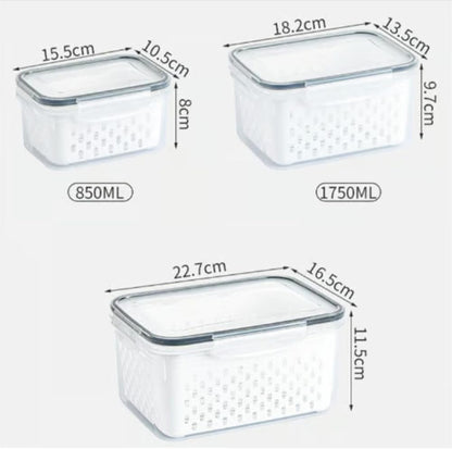 🥬🔥MCOIKY®Multi-Size Fridge Organizers and Storage - Stackable Produce Saver Containers with Removable Colander, BPA-Free Fresh Keeper for Fruit, Veggies & Berries