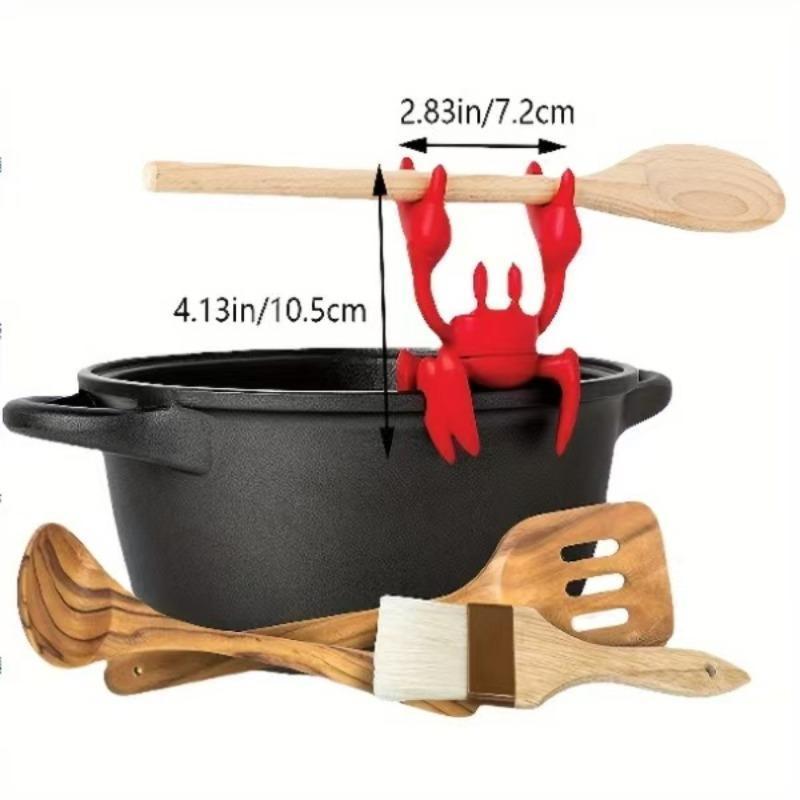 🦀✨MCOIKY®Cute Crab Silicone Utensil Rest & Pot Clip - 2-in-1 Heat Resistant Spoon Holder & Steam Releaser | BPA-Free Fun Kitchen Gadgets