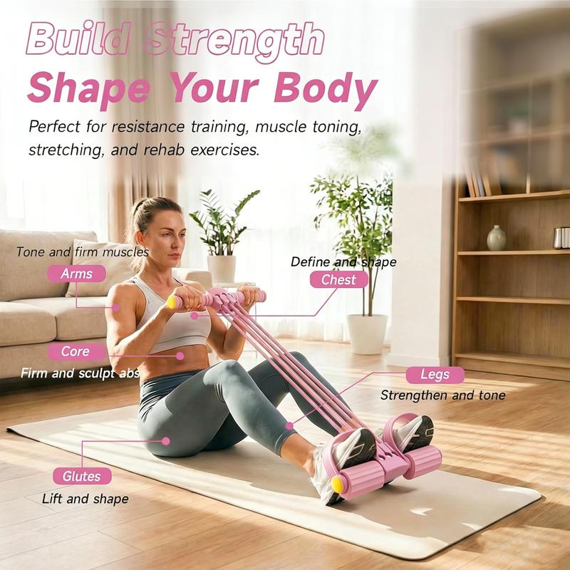 💪MCOIKY®6-Tube Strong Support Pedal Resistance Band – Multifunctional Elastic Pull Rope for Home Gym, Full-Body Workout & Abdominal Training