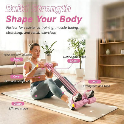 💪MCOIKY®6-Tube Strong Support Pedal Resistance Band – Multifunctional Elastic Pull Rope for Home Gym, Full-Body Workout & Abdominal Training