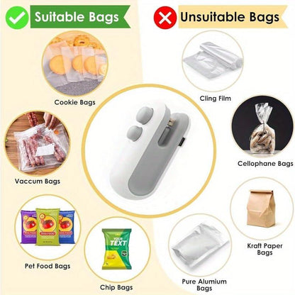 🔥🧲MCOIKY® 2-in-1 Mini Bag Sealer & Cutter | USB-C Rechargeable Portable Heat Sealer with Magnetic Base - Handheld Food Preserver 🍟