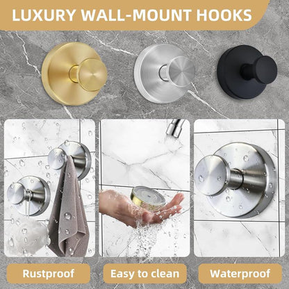 ✨MCOIKY®Heavy Duty Vacuum Suction Cup Hooks | No-Drill Waterproof 304 Stainless Steel Towel Hooks for Bathroom, Shower Glass, Kitchen & Wreaths