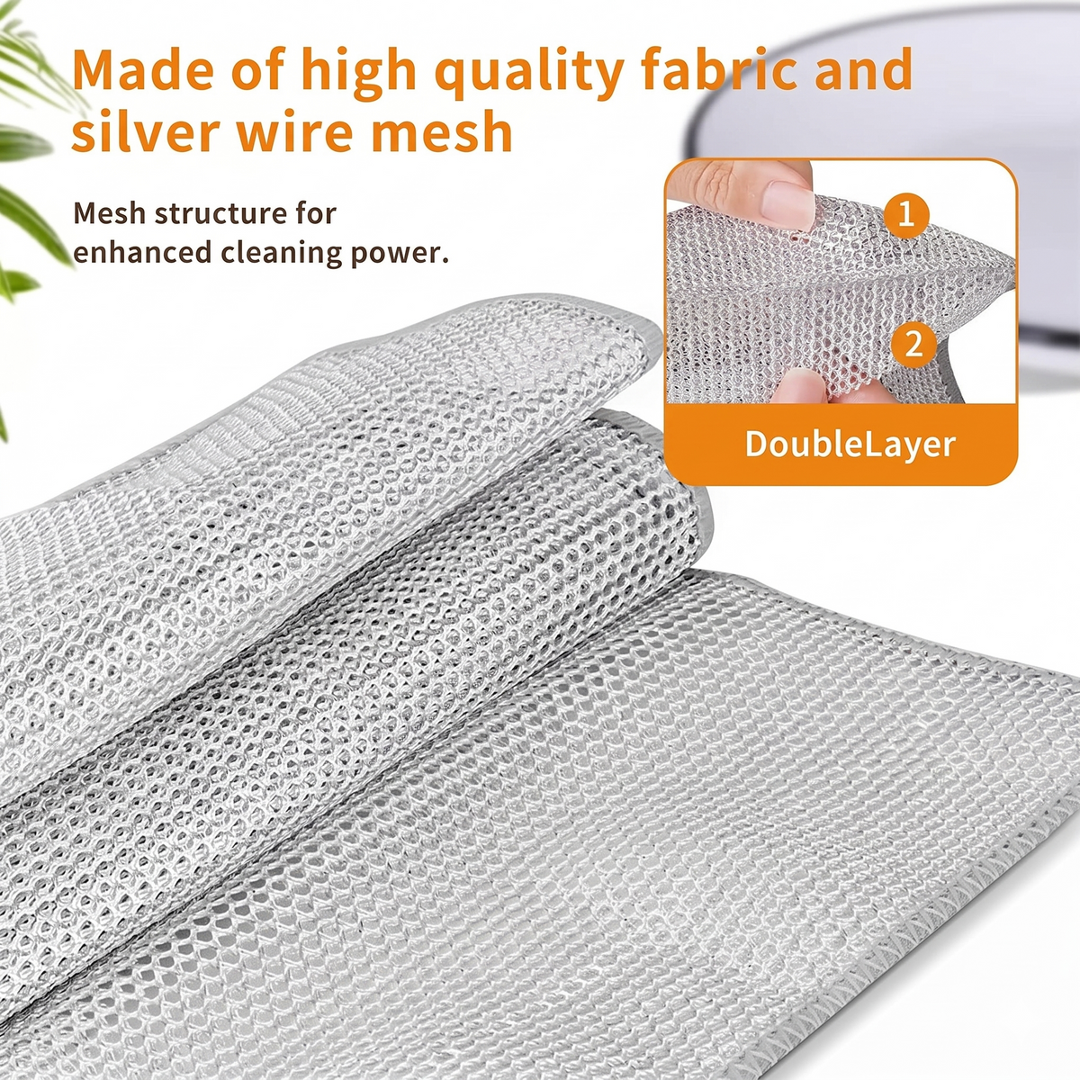 ✨🔥MCOIKY®Multipurpose Double-Layer Silver Dishcloth Set (5-Pack) | Heavy Duty Non-Scratch Scrubbing Cloths for Kitchen, Sinks & Pans, Eco-Friendly Reusable Cleaning Kit